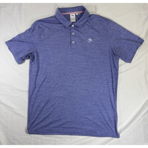 Puma Men's L Arnold Palmer Edition Golf Polo Lemon Ice Tea AOP SIze L Purple - Picture 1 of 9